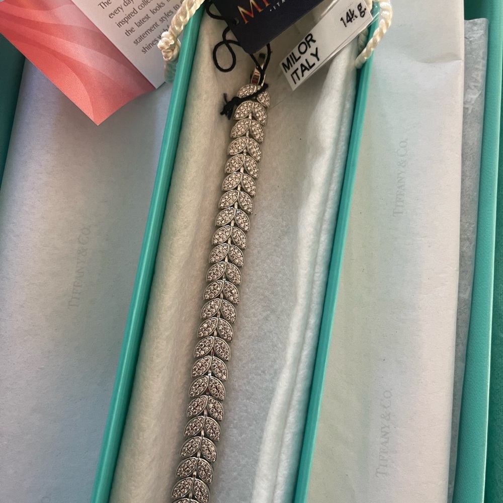 Vintage Platinum Milor Vineleaf Bracelet 14k white gold